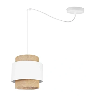 Immagine di Light Home Boho Lampadario a Sospensione Ragno per Soggiorno Camera da Letto e Cucina Lampade in Metallo con Paralume Moderno E27 1 Luce Bianco Iuta