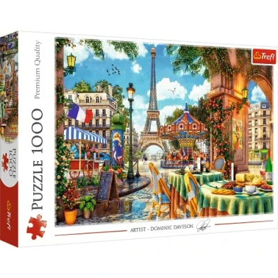 Immagine di Trefl 1000 Elementi, strada di Parigi, ristoranti, torre Eiffel, colazione, te, tempo libero creativo, regalo, divertimento, classici Puzzle, Colore Mattina parigina, Pariser Morgen, 10622