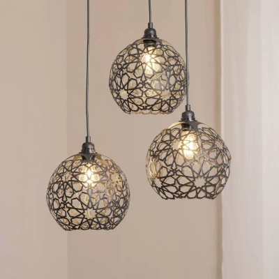 Immagine di Sospensione Scala 3 luci Alessi D65cm Metallo Nero Menzzo
