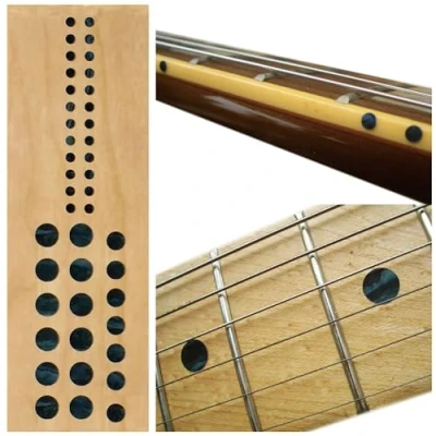 Immagine di Inlay Sticker F 085CD BP AZ Pennarelli per chitarra e basso, set di puntini personalizzati, colore: nero perla