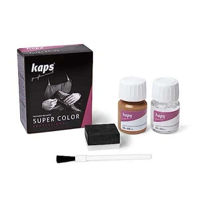 Immagine di Kaps Tinta Super Color + Preparatore (25 ml ognuno), Colorante Professionale per Pelle Naturale, Tela, Ecopelle, Nutre e Ripara le Scarpe in (109 Gazella)