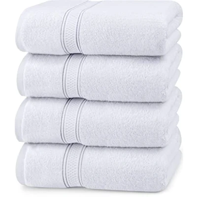 Immagine di Utopia Towels 4 Set Asciugamani da Bagno (69 x 137 cm) in Cotone per Hotel e Spa, Massima Morbidezza assorbenza (Bianco)