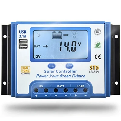 Immagine di SolaMr 60A Regolatore di Carica Solare 12V/24V Intelligente con Display LCD e Doppia Porta USB per Batteria Pannello