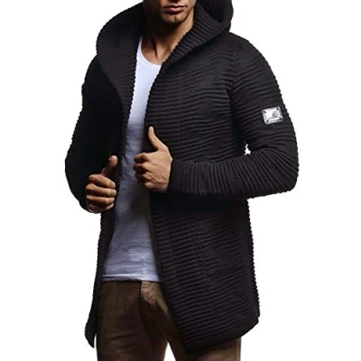 Immagine di Leif Nelson Giacca Uomo in Maglia con Cappuccio Cardigan LN 7180 Nero Medium