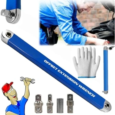 Immagine di Pro Zero Offset Extension Wrench 2024 Best Tight Reach Set Multifunzionale Cricchetto con 1/2 &quot;1/4&quot; 3/8&quot; Adattatori Drive (1 pz)