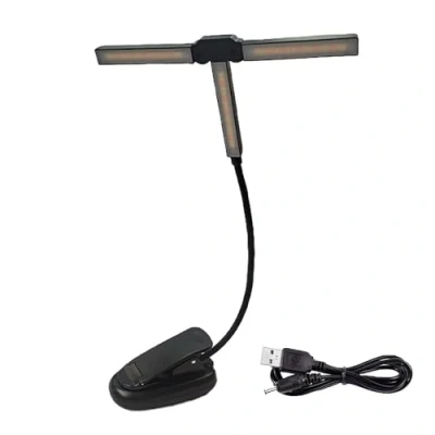 Immagine di GERUI Tri Head lampada da lettura a libro ricaricabile, USB con 51 LED, testa di luce regolabile 180, morsetto flessibile 360, per notturna letto.