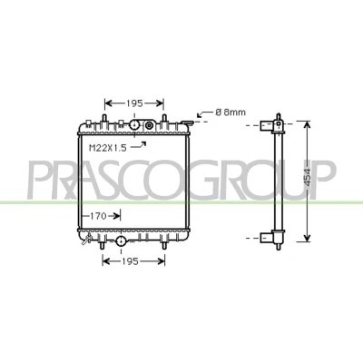 Immagine di PRASCO PG009R005 Radiatore motore Alluminio 380 415 23 Alette di raffreddamento montate meccanicamente PEUGEOT: 206 Hatchback