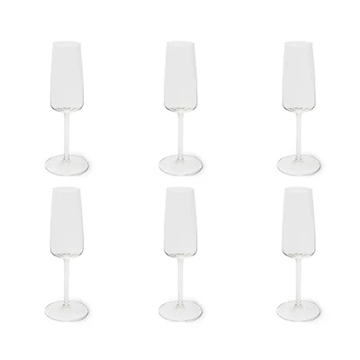 Immagine di Excelsa Barolo Set 6 Flute Trasparenti, Vetro Soffiato, Capacità 210 Ml.