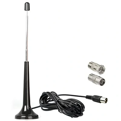 Immagine di Antenna Radio DVB FM Telescopica Ricambio Antenna,Antenna TV Interna,3m Cavo per Digitale Terrestre, Portatile DTMB/ATSC/DVB T2/DMB T/ISDB T