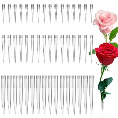 Immagine di Provetta per Acqua di Fiori, 60Pezzi Tubo Fiore, Trasparente Plastica Fiori Freschi, Fiorista Composizioni Floreali Piante tubetti d&#039;Acqua Fiore nutrizione