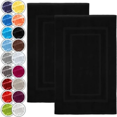 Immagine di NatureMark Confezione da 2 tappetini bagno e doccia, in 100% cotone, 50 x 80 cm, di colore Nero