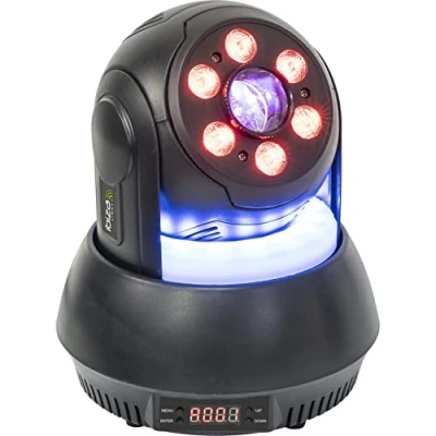 Immagine di Ibiza STAR WASH BL 30W RGBB con proiezione di 7 gobo, 1 anello luce ambiente e diffusione 6 LED Nero