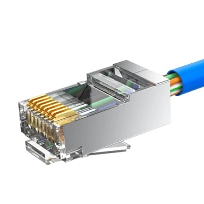 Immagine di MOGOOD 50 Pezzi Cat 6A RJ45 Plugs Modulari,Adattatore Ethernet Schermato (Estremità 6A/Spine Modulari RJ45/Connettori 8 Connettori P8C) per cavo S/FTP Solido o Incagliato