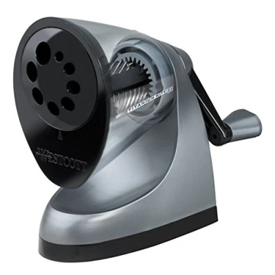 Immagine di Westcott E 16549 00 Temperamatite manuale rivestito in nitruro di titanio iPoint ClassAct, grigio