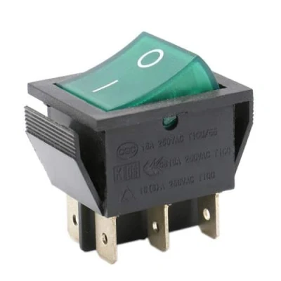 Immagine di CABLEPELADO Interruttore a bilanciere ON OFF DPDT 6 pin terminali 16A 250VAC Luce verde