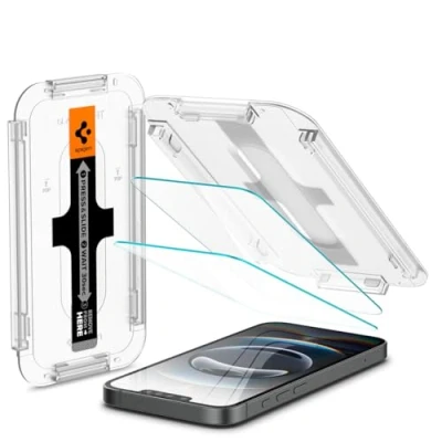 Immagine di Spigen Glas.tR EZ Fit Vetro Temperato compatibile con iPhone 14, 13, 13 Pro, 2 Pezzi, Protezione del sensore, Cristallino, Durezza 9H Pellicola prottetiva