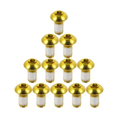 Immagine di Chooee Viti per Bicicleta, Set di 12 PCS Colorati Disco Freno Vite in Lega Acciaio M5 x 10MM,Oro