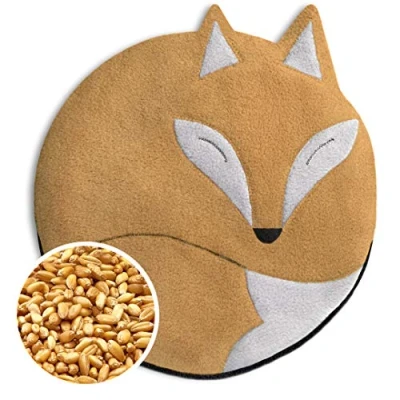 Immagine di CUSCINO RISCALDABILE Leschi per la pancia, schiena e zona lombare/Per coliche dei neonati il ciclo/Per microonde, con semi di grano/Cuscino termico bambini/Luca volpe, beige nero