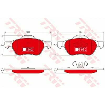 Immagine di TRW DTEC COTEC GDB1687DTE Kit pastiglie freno Non predisposto per contatto segnalazione usura con accessori RENAULT: CLIO 3, SCENIC 2, MEGANE 2