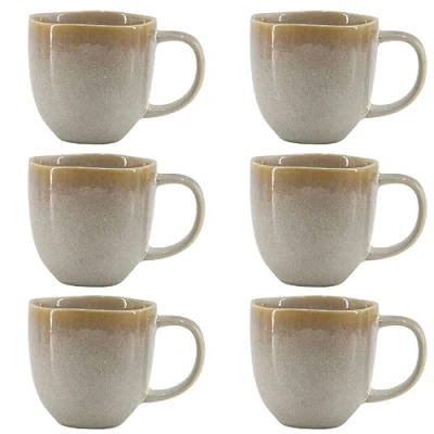 Immagine di Brigros Wehome Set Da 6 Tazze Colazione In Ceramica, Lavorate A Mano, Mug X 350 Ml Pezzi Per Colazione/set Di Caffè, Cappuccino, The (Verde)