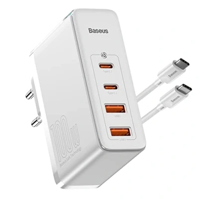 Immagine di Baseus 100W Caricatore USB C Multiplo 4 Porte, Alimentazione con GaN Tech, Rapido Universale per iPhone 15 pro max Samsung Galaxy S24 Macbook Laptop iPad, 2 + A