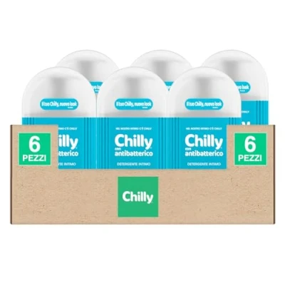 Immagine di Chilly Detergente Intimo Antibatterico Formula Attiva Anti Odore pH 5 per Difesa e Protezione con Agenti Igienizzanti Clinicamente Testato 6 Flaconi da 300ml