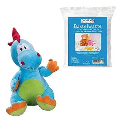 Immagine di Glorex 04805 1K Set Completo di Peluche, Drago Timo, Circa 23 cm, incl. 100 g Cotone idrofilo, per lavori manuali e Coccole, Multicolore,
