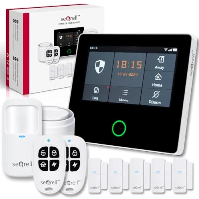 Immagine di seQrell, Allarme Casa Senza fili con SIM, Kit Wireless gsm, Antifurto TOUCHSCREEN GSM App, per Professionale, Completo Doppia Frequenza, SQ4324C