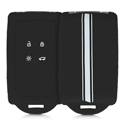 Immagine di kwmobile Custodia Compatibile con Renault 4 Tasti Smart Key (Solo Keyless Go) Cover Chiavi Auto Protezione Copri Telecomando Chiave Silicone Strisce Rally
