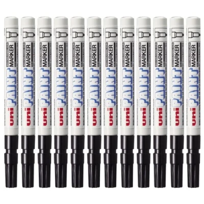 Immagine di uni Paint Marker Bullet Tip Fine Point PX21 Line Width 0.8 1.2mm Black Ref 9001952 [Pack 12]
