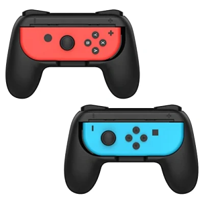 Immagine di MoKo Joy con, Impugnatura Compatibile con Nintendo Switch, 2 Set Custodia Protettiva Joystick Ergonomica in Resina ABS Protezione Urti, Graffi Pulsanti SL/SR per Gioco Switch Nero