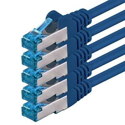 Immagine di 1aTTack.de 1,5m blu 5 pezzi Rete Cavi Cat6a S FTP CAT 6a doppia schermatura certificato GHMT PIMF 500MHz 10000 Mbit/s