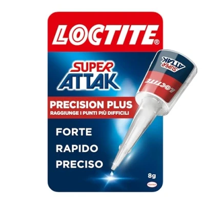 Immagine di Loctite Super Attak Precision Plus, colla liquida trasparente con beccuccio extra lungo, attaccatutto forte multimateriale, resistente e precisa, 1x8g
