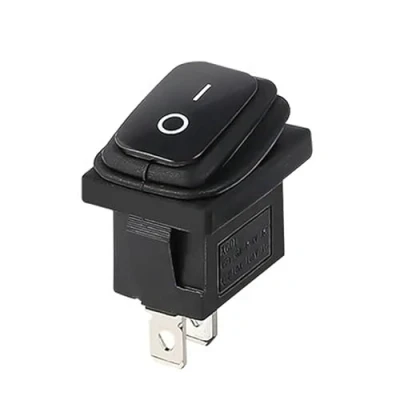 Immagine di Mini interruttore A levetta impermeabile IP65, 250 V 6 A, 125 10 AC, KCD1 (6 9 12 24 AC/DC), nero rettangolare 19 x 13 mm, 2 poli on/off