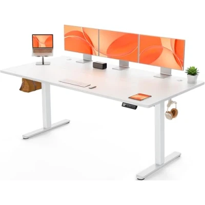 Immagine di ErGear Scrivania Regolabile in Altezza, Ufficio 180 x 80 cm, per Computer con Pannello Intelligente a 4 Memorie, Studio Casa Piano Assemblato
