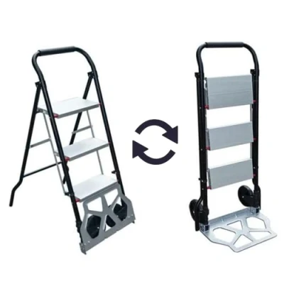 Immagine di GRIMA Carrello Scaletta Pieghevole in Acciaio e Alluminio, Carrello, Portasacchi, Portapacchi Multifunzionale