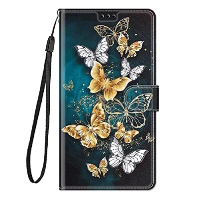 Immagine di Everainy Cover Compatibile per Honor Magic 6 Lite 5G/Magic6 Lite/X9b Silicone PU Pelle Portafoglio Libro Case Antiurto Bumper Motivo Magnetica Flip Protettiva Resistente Custodia (farfalla 1)