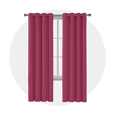Immagine di Deconovo Tende oscuranti isolate termicamente per finestre, con occhielli nella parte superiore, pannelli oscuranti, 132 x 213 cm, 1 pannello, rosa