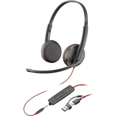 Immagine di Poly Cuffia stereo USB C/A e 3.5 mm Blackwire C3225