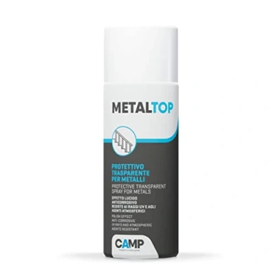 Immagine di CAMP Metal Top, Spray Protettivo trasparente per metalli, Anti graffio, Idrorepellente, Inalterabile nel tempo, Resistente a raggi UV, 400 ml