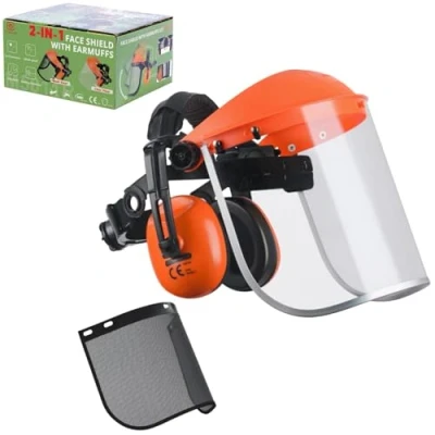 Immagine di Mesh Visor Ear Muff Combinazione Per Erba trimmer &amp; Decespugliatore Regolabile 2 in 1 Viso Shield