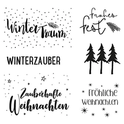 Immagine di Rayher Clear Stamps 50221000 Timbro trasparente in silicone, 6 motivi, colore: bianco, 97 x 102,5 mm