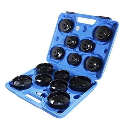 Immagine di CCLIFE 15 pezzi filtro olio tazza universale 65 100mm Ferro chiavi per a bussola set in valigetta