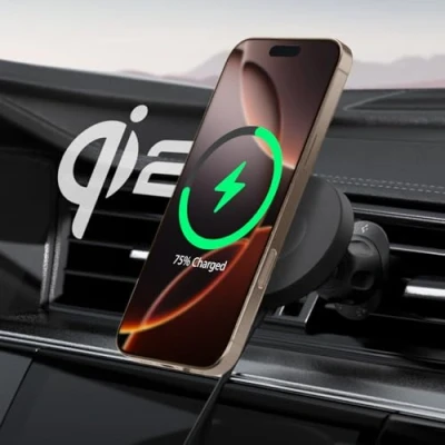 Immagine di Spigen OneTap Pro 4 MagFit Qi2 15W Caricatore Wireless Auto per MagSafe, Porta Cellulare Magnetico, Supporto Telefono Ricarica Compatibile con iPhone 16 15 14 13 12 Clip Airvent