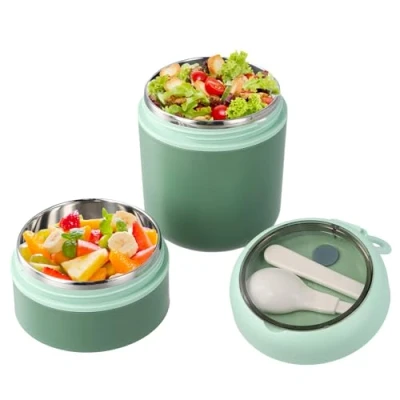 Immagine di volumoon Termos per Alimenti 710 ml, Contenitore Termico di Acciaio Inossidabile con Cucchiaio, Thermo Lunch Box bambini, Zuppa, Porridge, Riso (Verde)