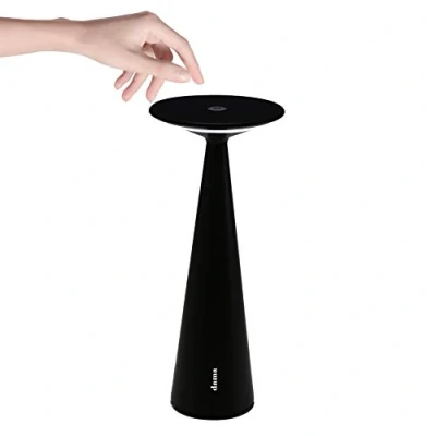 Immagine di Zafferano Dama Lampada LED Dimmerabile da tavolo in alluminio, Protezione IP54, Uso Interno/Esterno, H29cm, Plug EU Nero