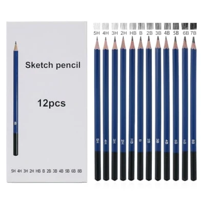 Immagine di YPYMOD 12 pezzi Matita in Grafite, Professionali Set di Matite Da Disegno e Schizzi Artistico per Artisti Professionale, Principianti, Studenti, 5H 4H 3H 2H HB B 2B 3B 4B 5B 6B 8B(blu)