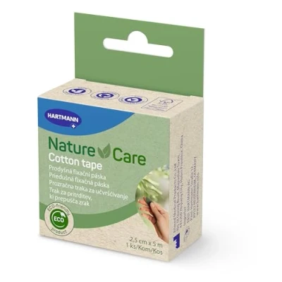 Immagine di Hartmann Nature Care Nastro in cotone, autoadesivo, garze e medicazioni fisse, traspirante, ecologico, confezione priva di plastica, 2,5 cm x 5 m, 1