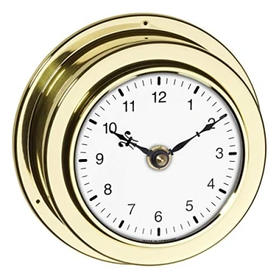 Immagine di TFA Dostmann Orologio da parete analogico MARITIM, 98.1021, in ottone, design marittimo, made Germany