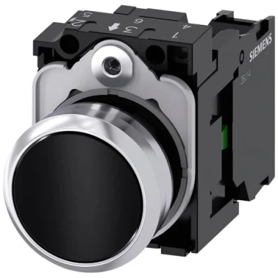 Immagine di Siemens 3SU11500AB101BA0 3SU1150 0AB10 1BA0 Pulsante Anello frontale in metallo, Lucido, Piatto Nero 1 pz.